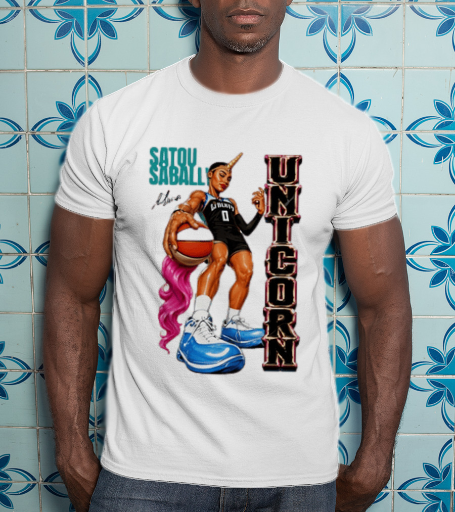 Satou Sabally New York Liberty Unicorn Basketball Player With Ball T-Shirt