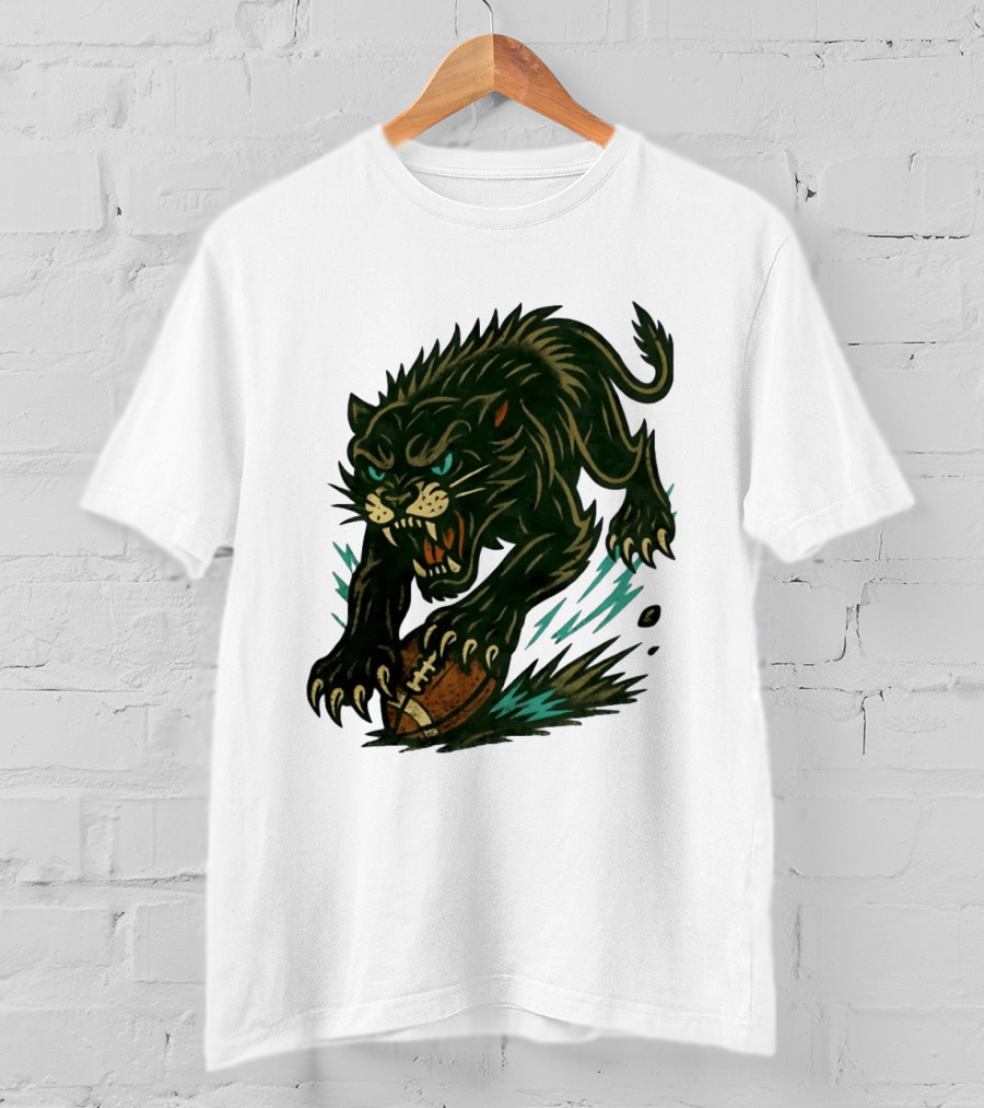 Panther Rushing Football Athletic Team Dynamic Action T-Shirt