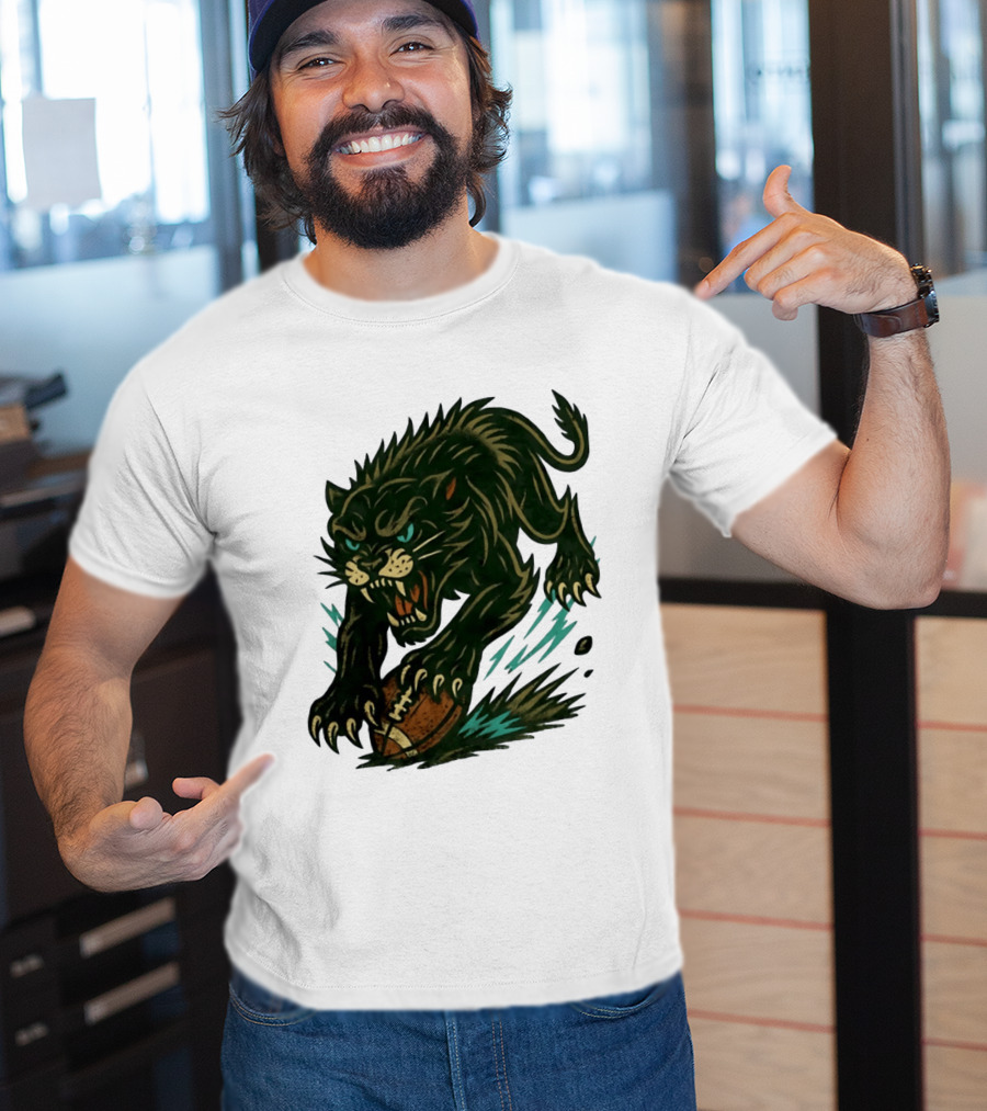 Panther Rushing Football Athletic Team Dynamic Action T-Shirt