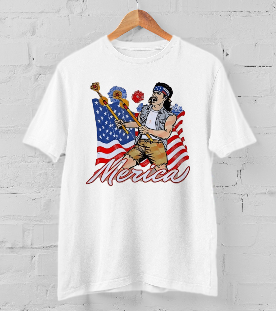 Patriotic Merica Man With Fireworks And American Flag T-Shirt