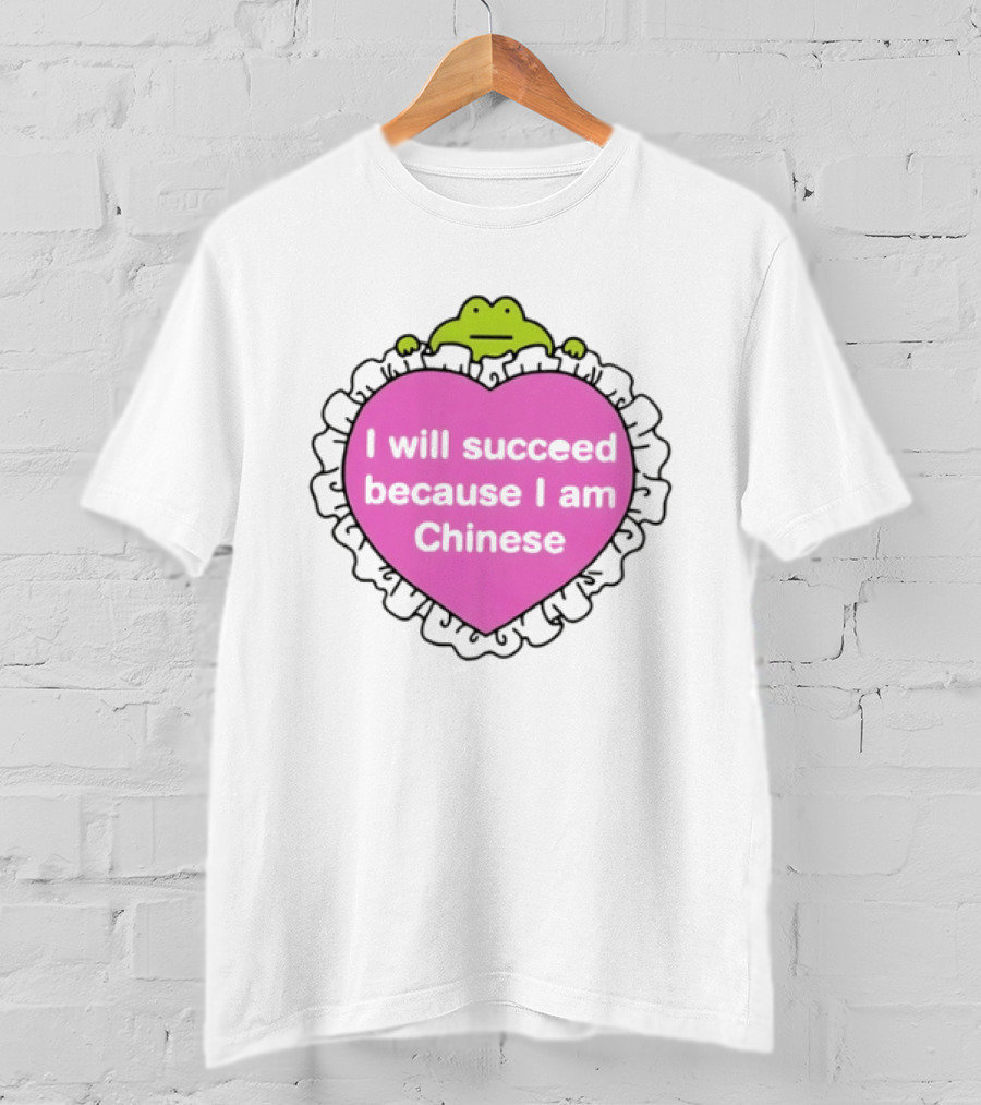 I Will Succeed Because I Am Chinese Pink Heart Frog T-Shirt