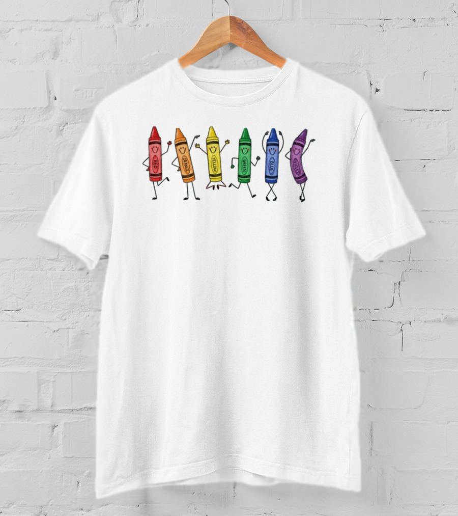 Red Orange Yellow Green Blue Violet Crayon Colors Characters T-Shirt