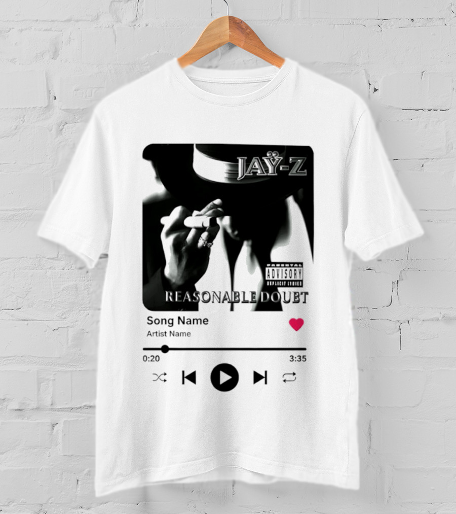 Jay Z Reasonable Doubt Song Name Artist Name Parental Advisory Explicit Content Iconic Album Cover T-Shirt