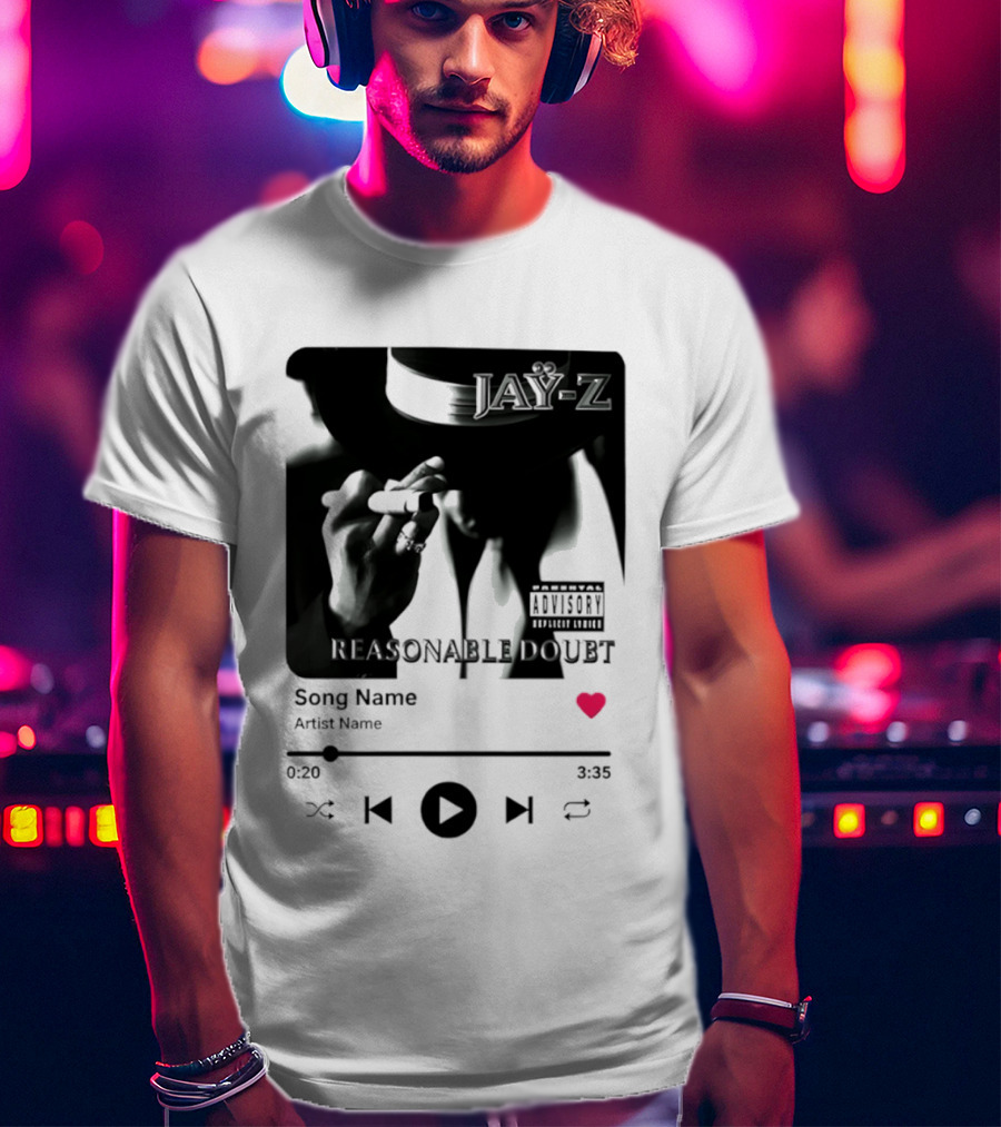 Jay Z Reasonable Doubt Song Name Artist Name Parental Advisory Explicit Content Iconic Album Cover T-Shirt
