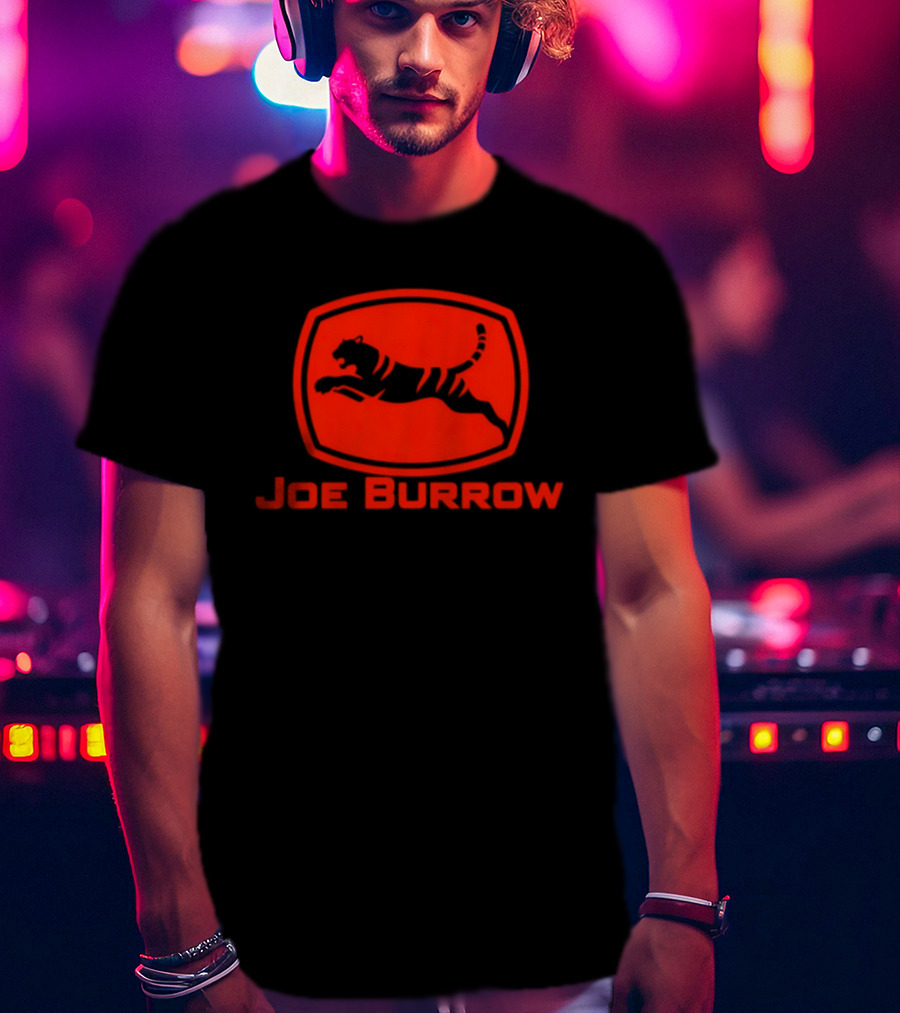 Joe Burrow Cincinnati Bengals Tractor Co Jumping Tiger Oval T-Shirt