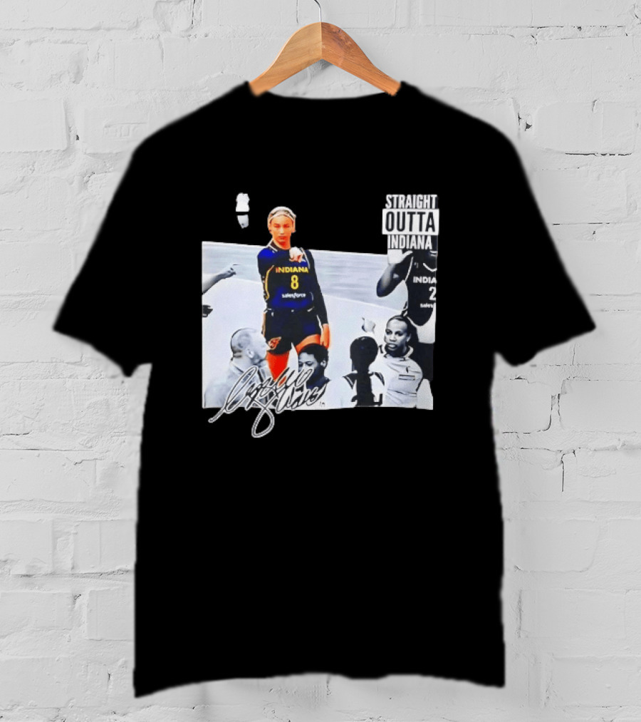 Caitlin Clark Pointing Indiana Fever Basketball Player Straight Outta Indiana T-Shirt