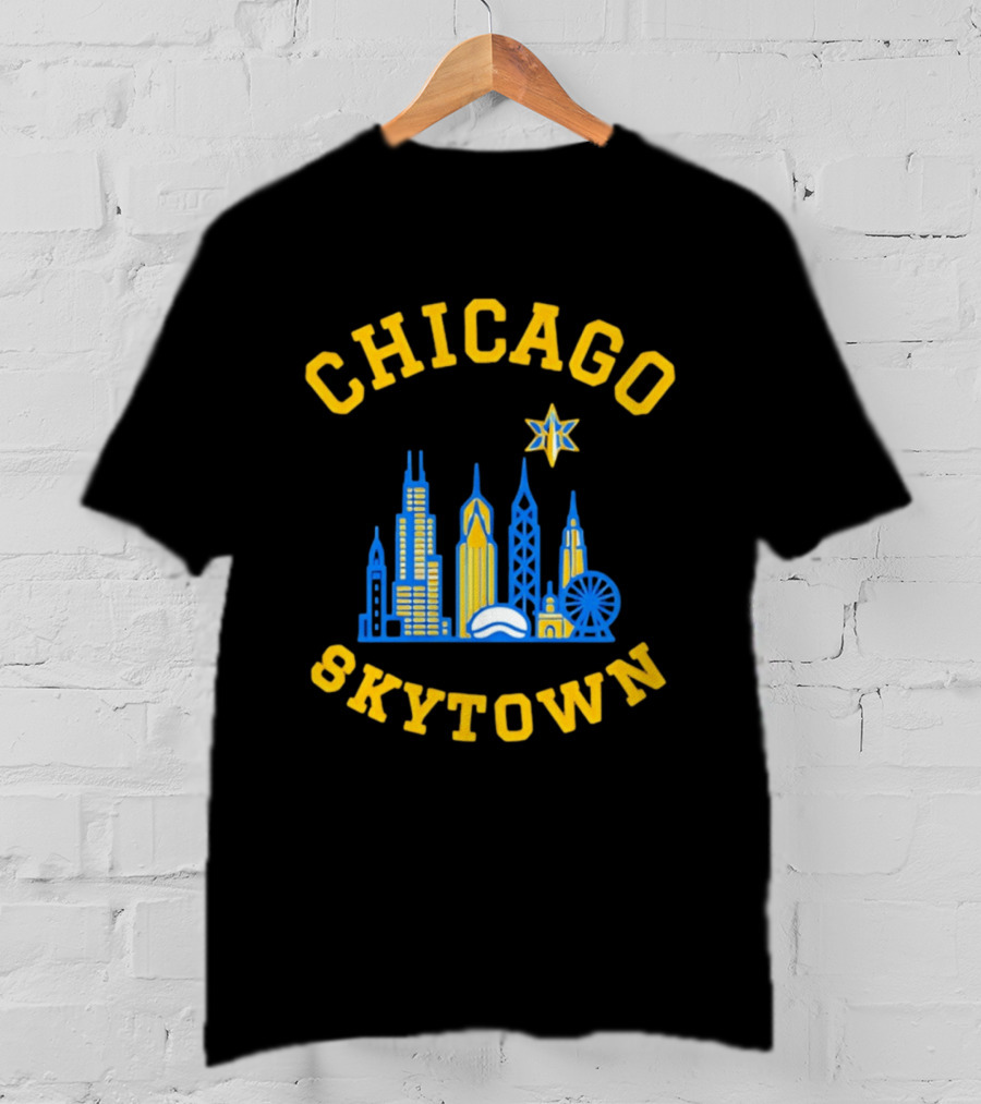 Chicago Skytown Skyline WNBA Basketball Starry Cityscape T-Shirt