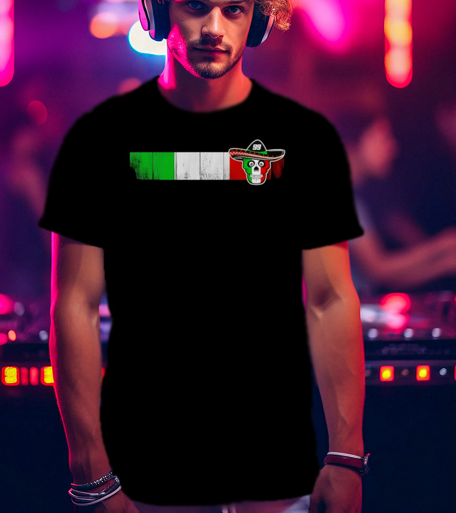 Daniel Suarez 99 Skull Sombrero Mexican Flag T-Shirt