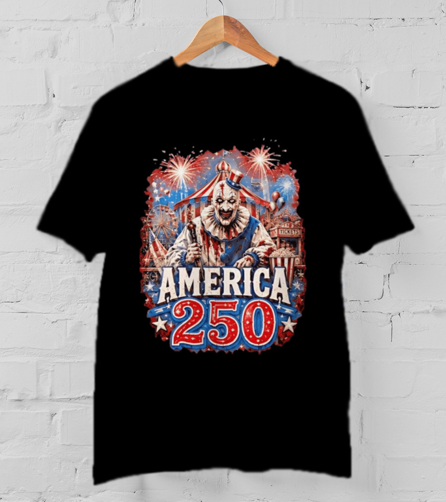 America 250 Clown Terrifier Carnival Fireworks Celebration T-Shirt