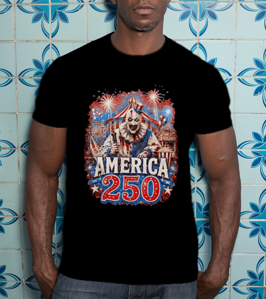 America 250 Clown Terrifier Carnival Fireworks Celebration T-Shirt