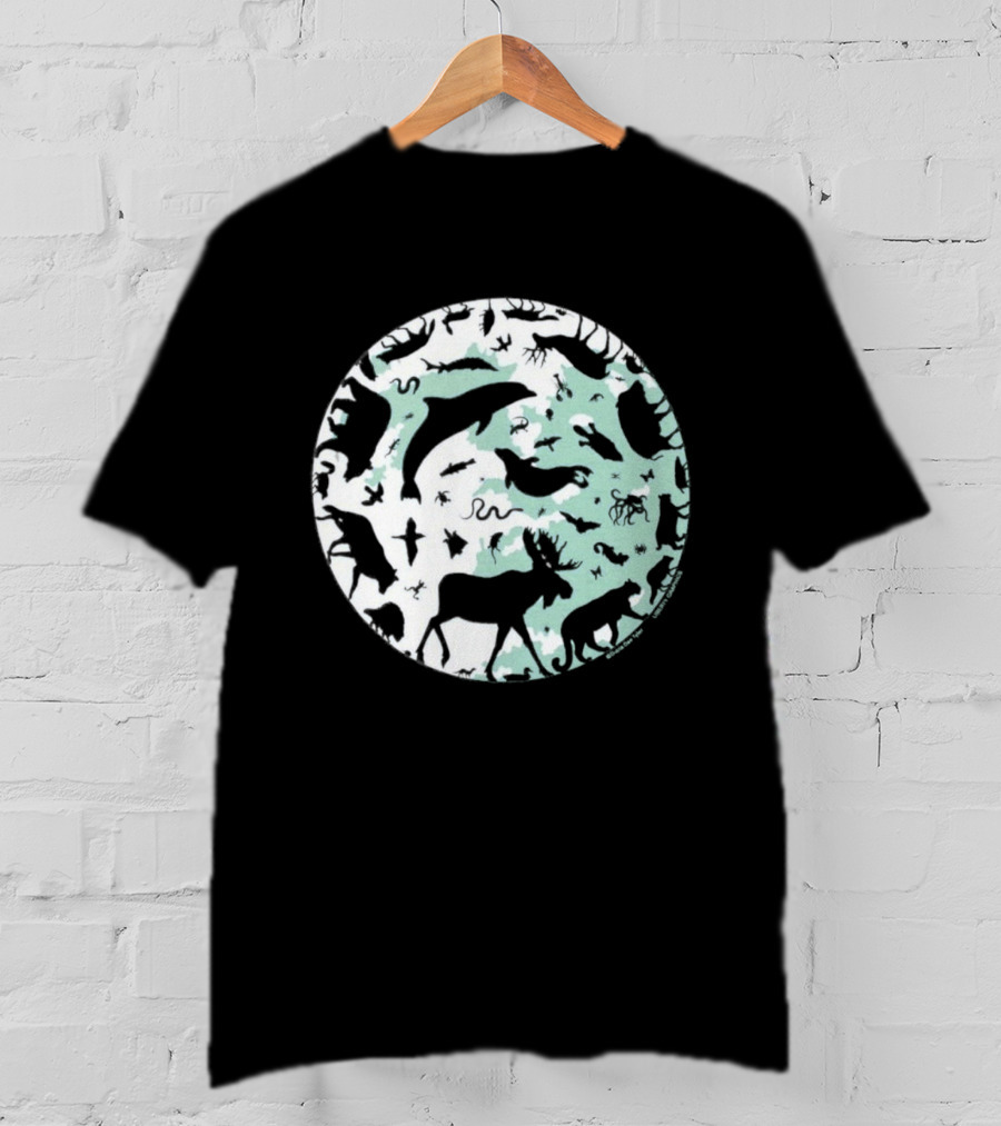Night Animals Silhouette Circle Adult Navy 2026 T-Shirt