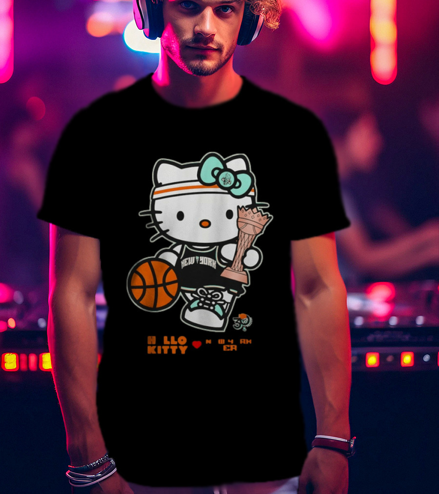 Hello Kitty New York Liberty 2026 WNBA Commissioner's Cup Basketball 30th Anniversary T-Shirt