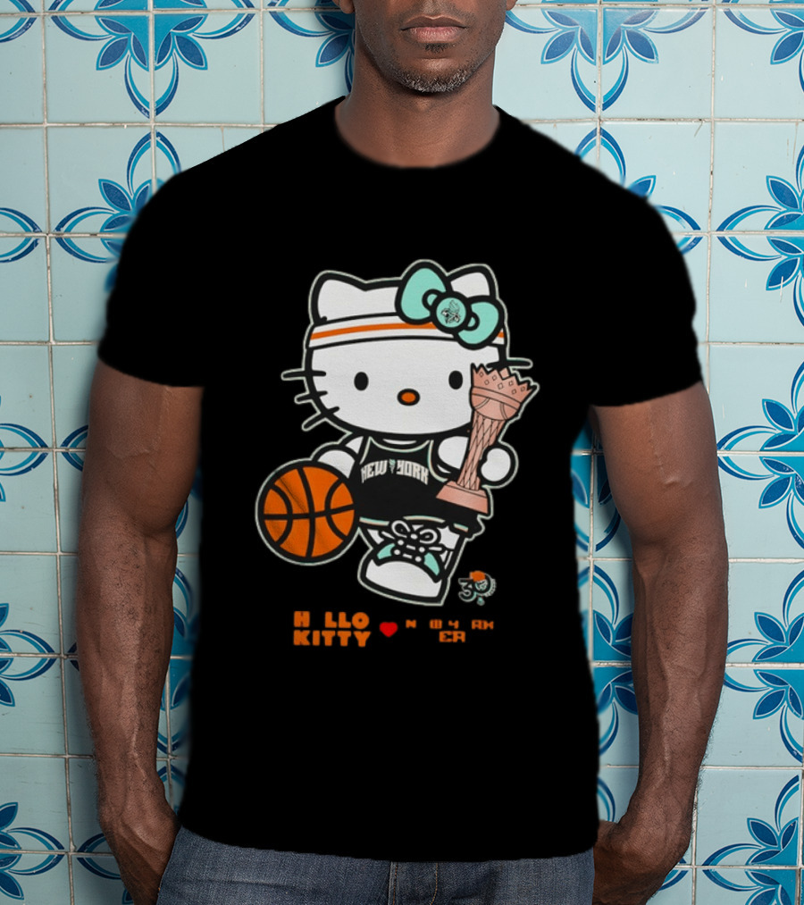 Hello Kitty New York Liberty 2026 WNBA Commissioner's Cup Basketball 30th Anniversary T-Shirt