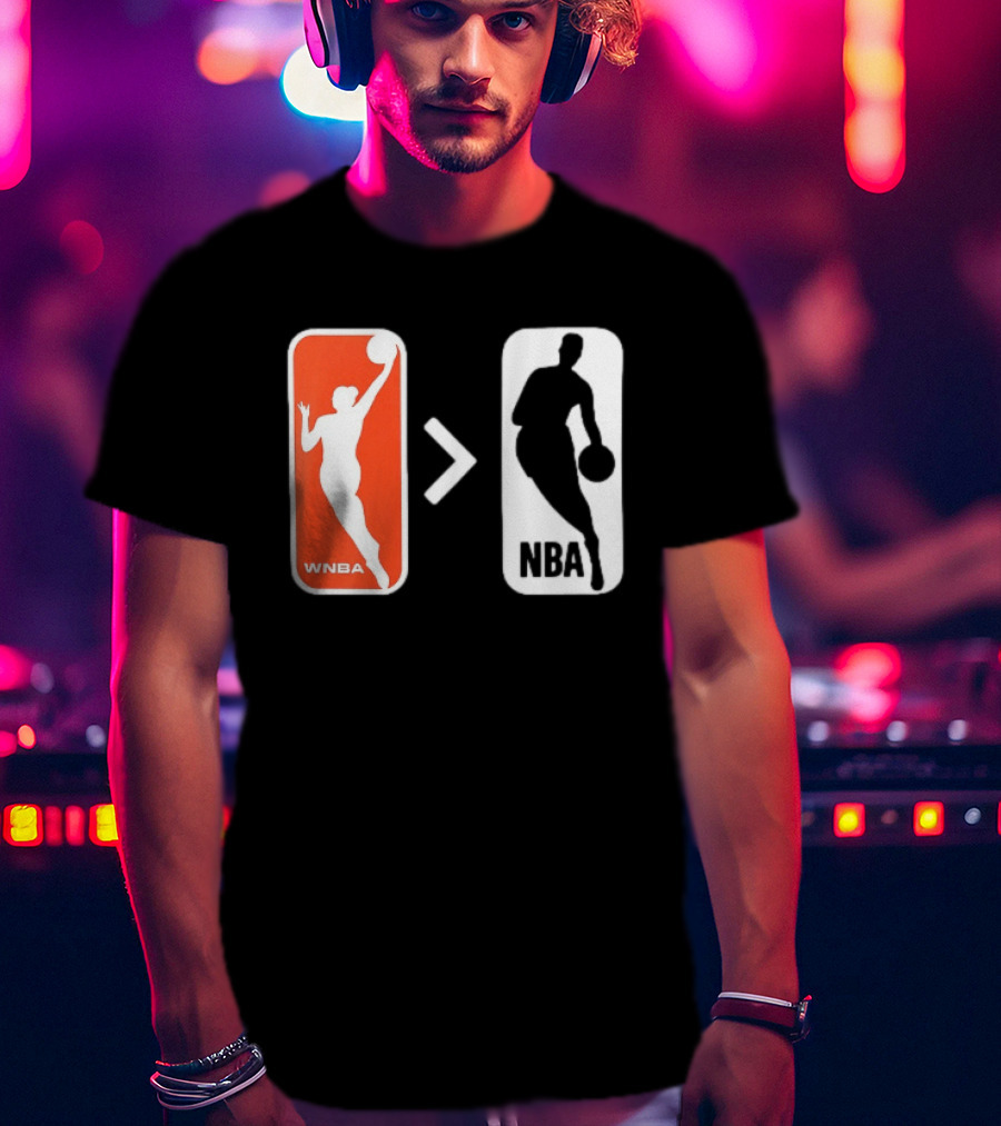 WNBA Logo Greater Than NBA Logo Comparison T-Shirt