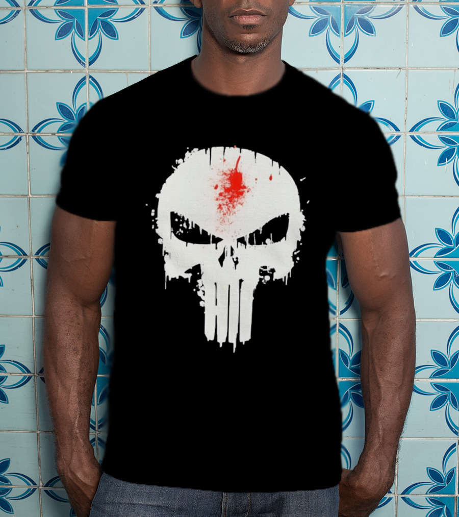 Punisher Skull Bleeding Head Shot T-Shirt