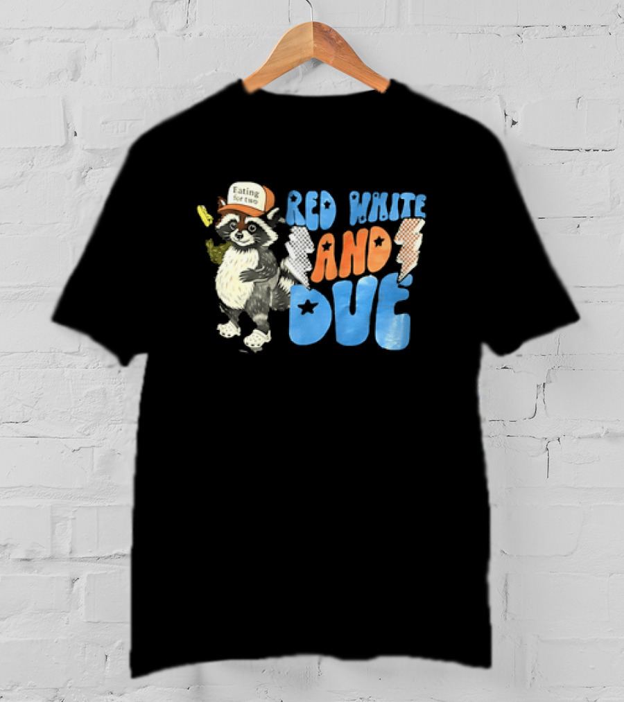 Red White And Due Raccoon Eating For Two T-Shirt