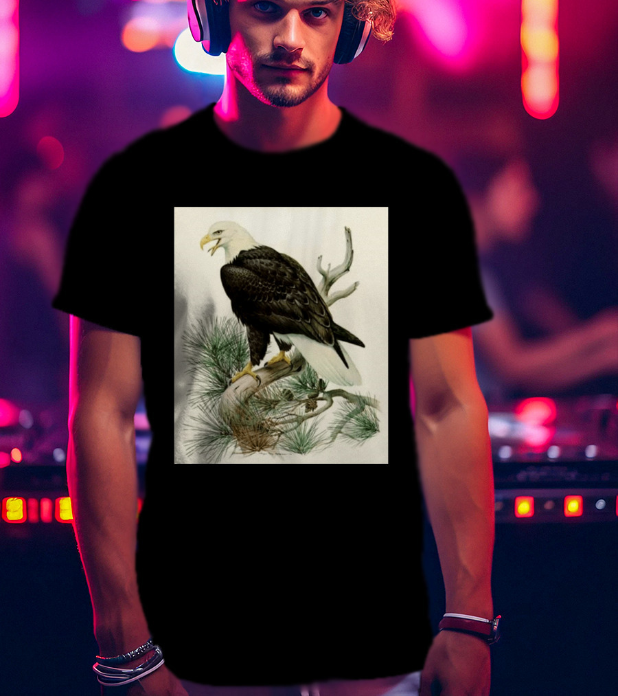 Roger Tory Peterson Bald Eagle Illustration On Stone Background 2026 T-Shirt