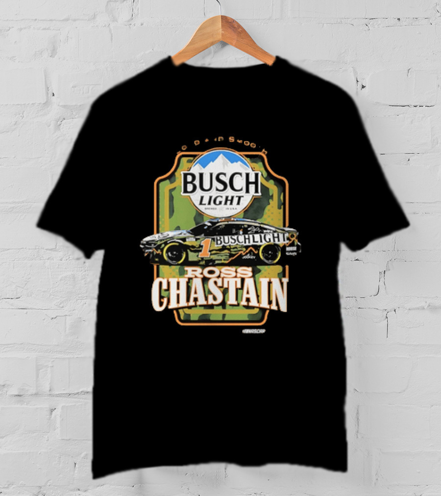 Ross Chastain No 1 Busch Light Cold And Smooth Racing Car Camouflage T-Shirt