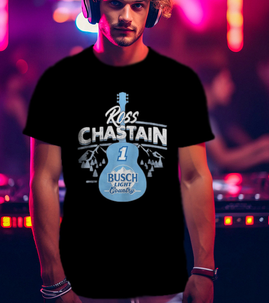 Ross Chastain No 1 Busch Light Country Guitar T-Shirt