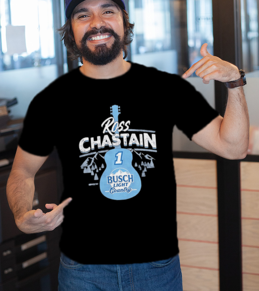 Ross Chastain No 1 Busch Light Country Guitar T-Shirt