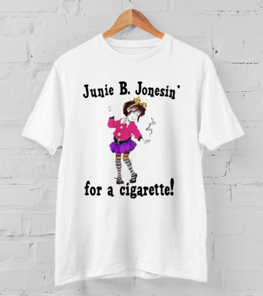 Junie B Jonesin For A Cigarette Vintage Cartoon Style Character With Bow And Tutu T-Shirt