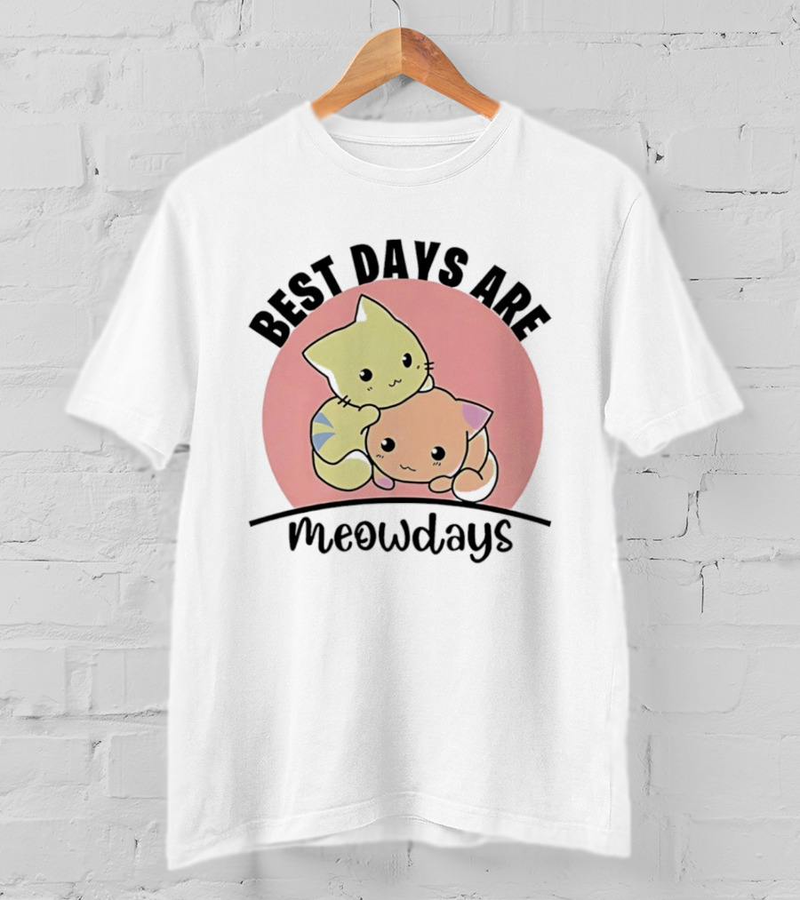 Best Days Are Meowdays Cute Cartoon Cats Hugging T-Shirt