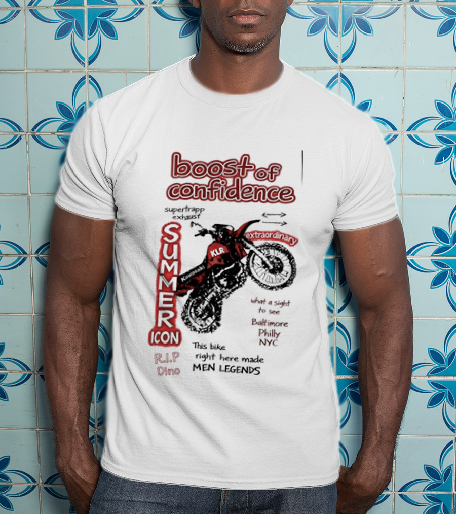 Boost Of Confidence Kawasaki KLR Summer Icon RIP Dino Men Legends T-Shirt