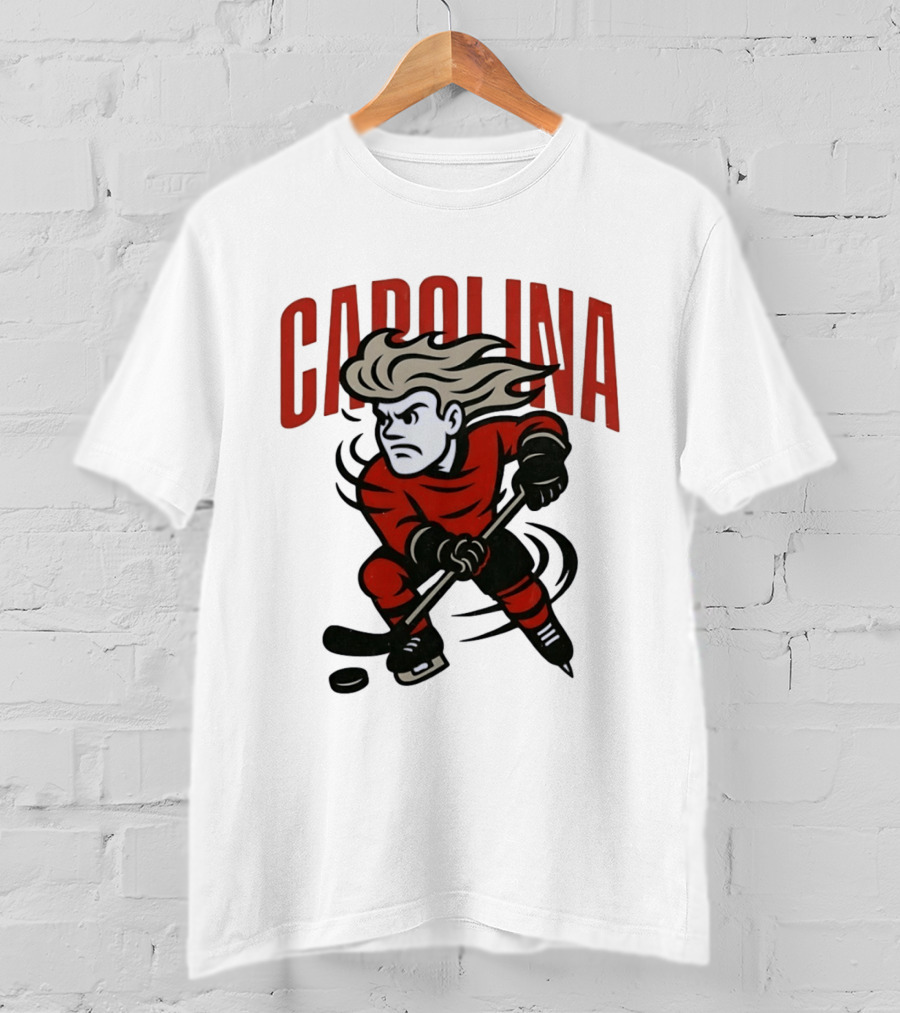 Carolina Hockey Action Figure Skating Puck Player T-Shirt