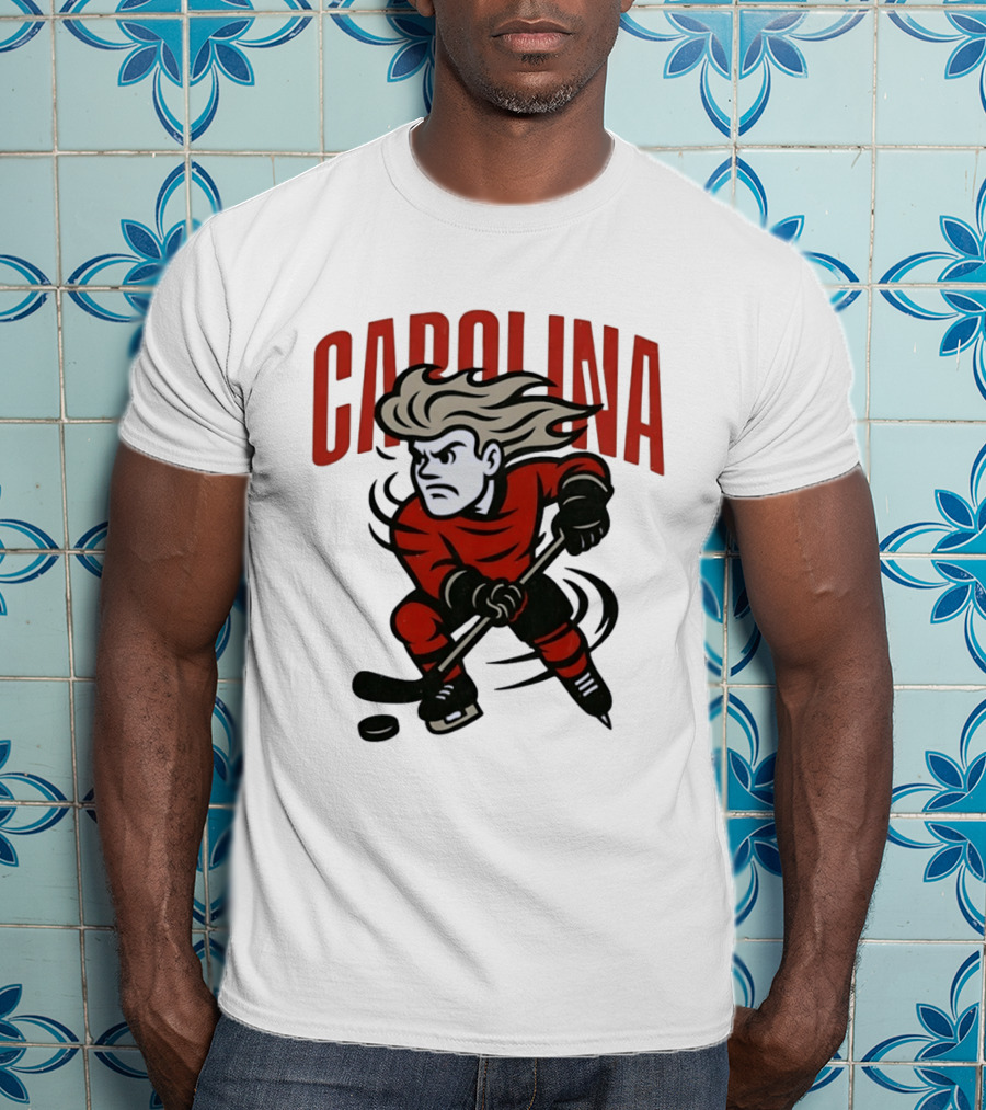 Carolina Hockey Action Figure Skating Puck Player T-Shirt