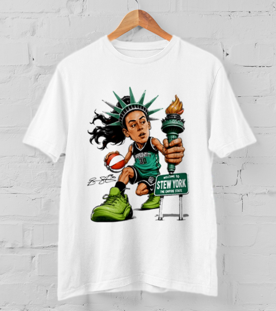 New York Liberty Breanna Stewart Stew York Torch Statue Basketball T-Shirt