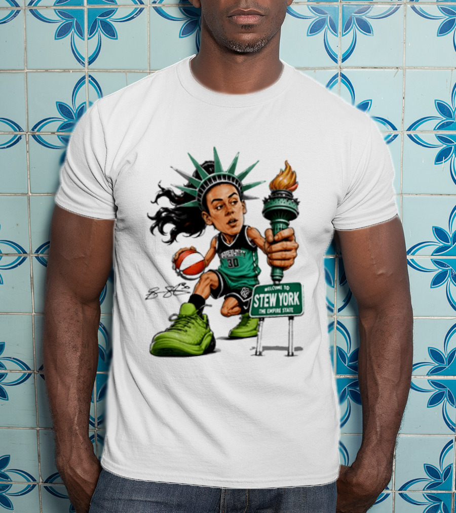 New York Liberty Breanna Stewart Stew York Torch Statue Basketball T-Shirt