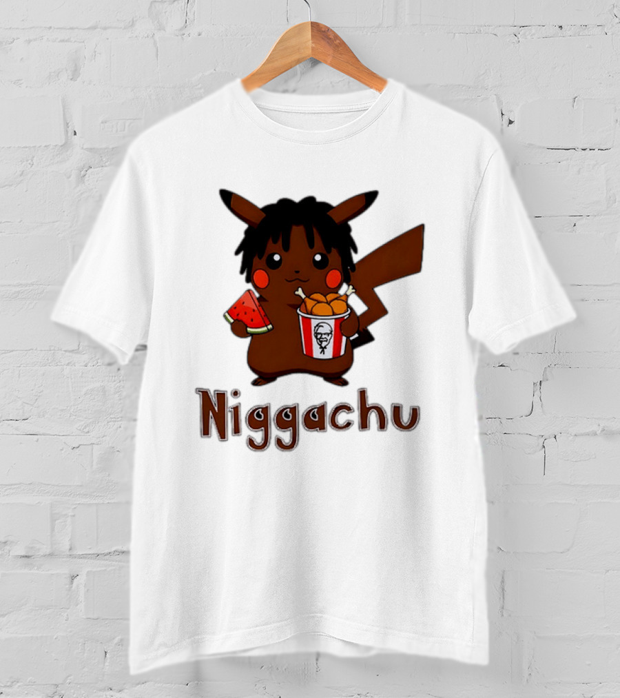 Niggachu Pikachu With Fried Chicken And Watermelon T-Shirt