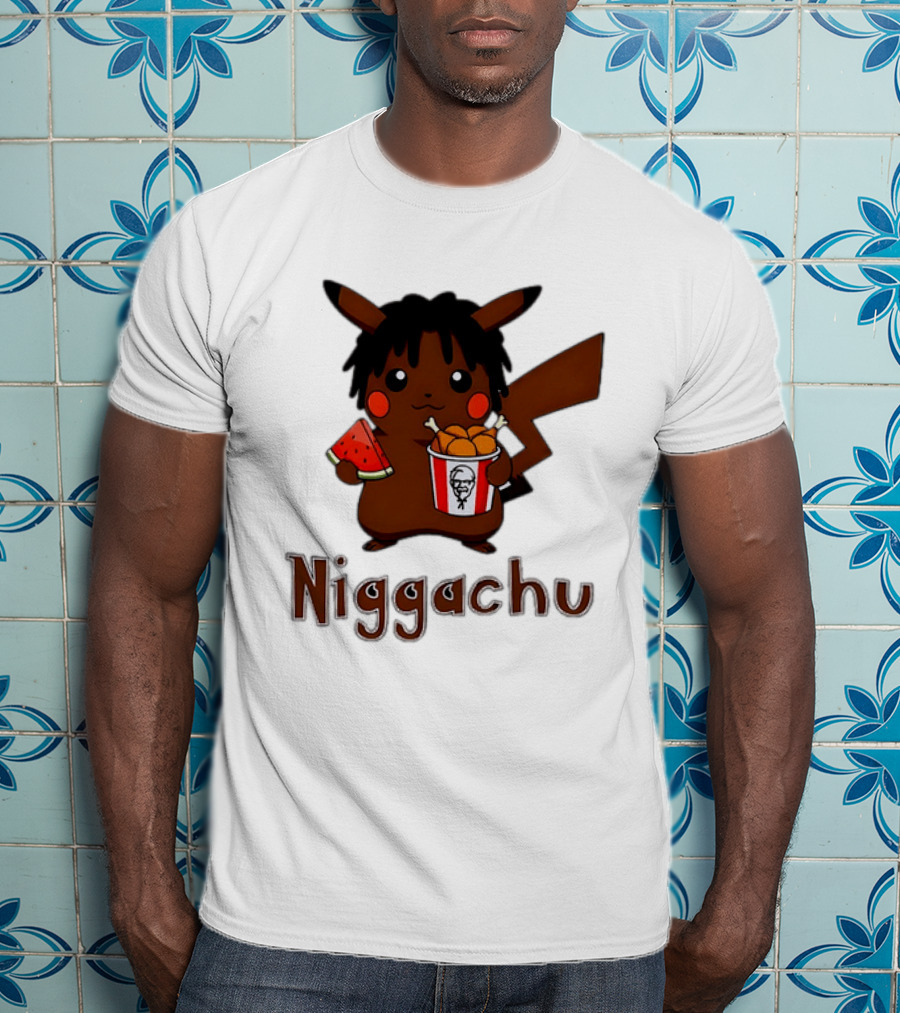 Niggachu Pikachu With Fried Chicken And Watermelon T-Shirt