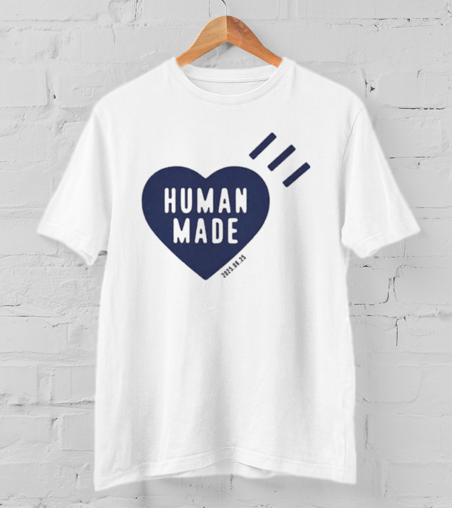 Daily Human Made Heart Motif With Three Stripes And Dry Alls T-Shirt
