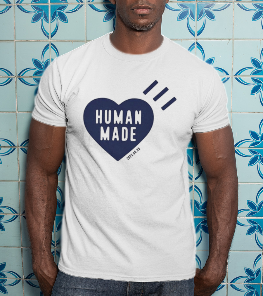 Daily Human Made Heart Motif With Three Stripes And Dry Alls T-Shirt