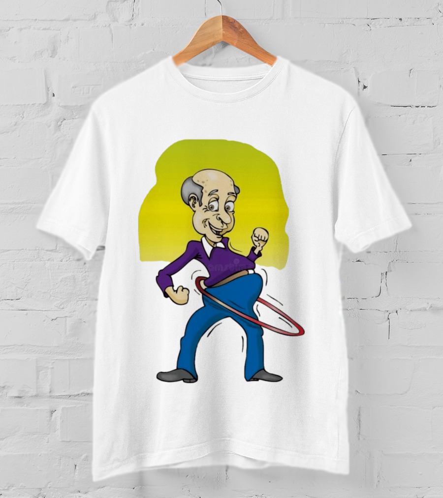 Elderly Man Hula Hooping Joyfully With Fist Pump T-Shirt