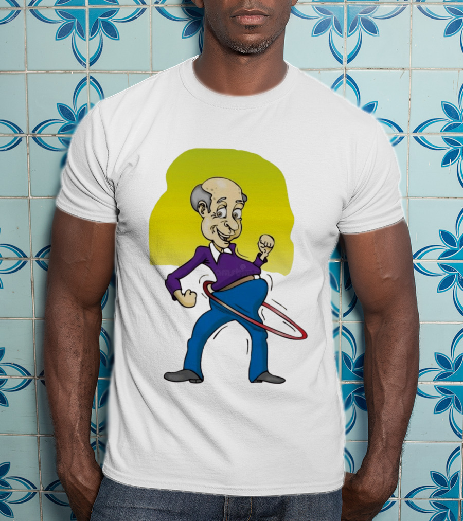 Elderly Man Hula Hooping Joyfully With Fist Pump T-Shirt