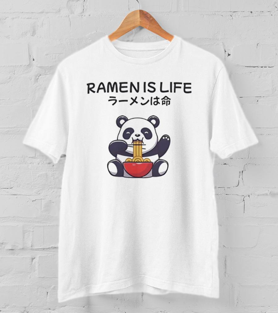 RAMEN IS LIFE Panda Eating Noodles T-Shirt
