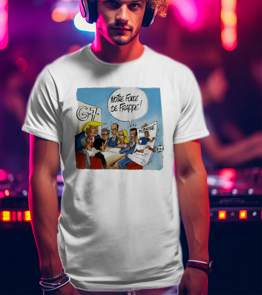 G7 Notre Force De Frappe Mbappe Cartoon Conference Scene T-Shirt