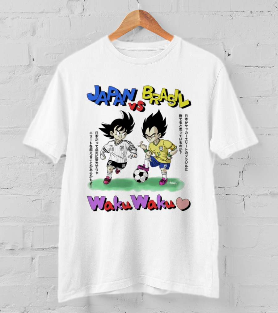 Japan Vs Brasil Goku Vegeta National Teams Waku Waku Soccer Match T-Shirt