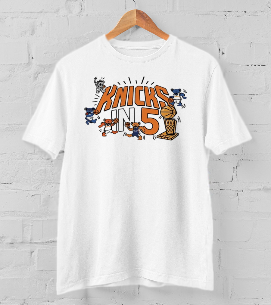 Knicks In 5 Grateful Dead Bears Basketball Collaboration T-Shirt