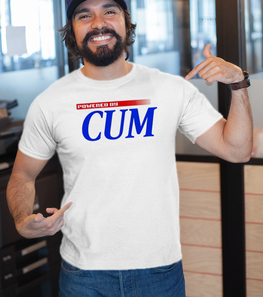 Powered By Cum Blue T-Shirt