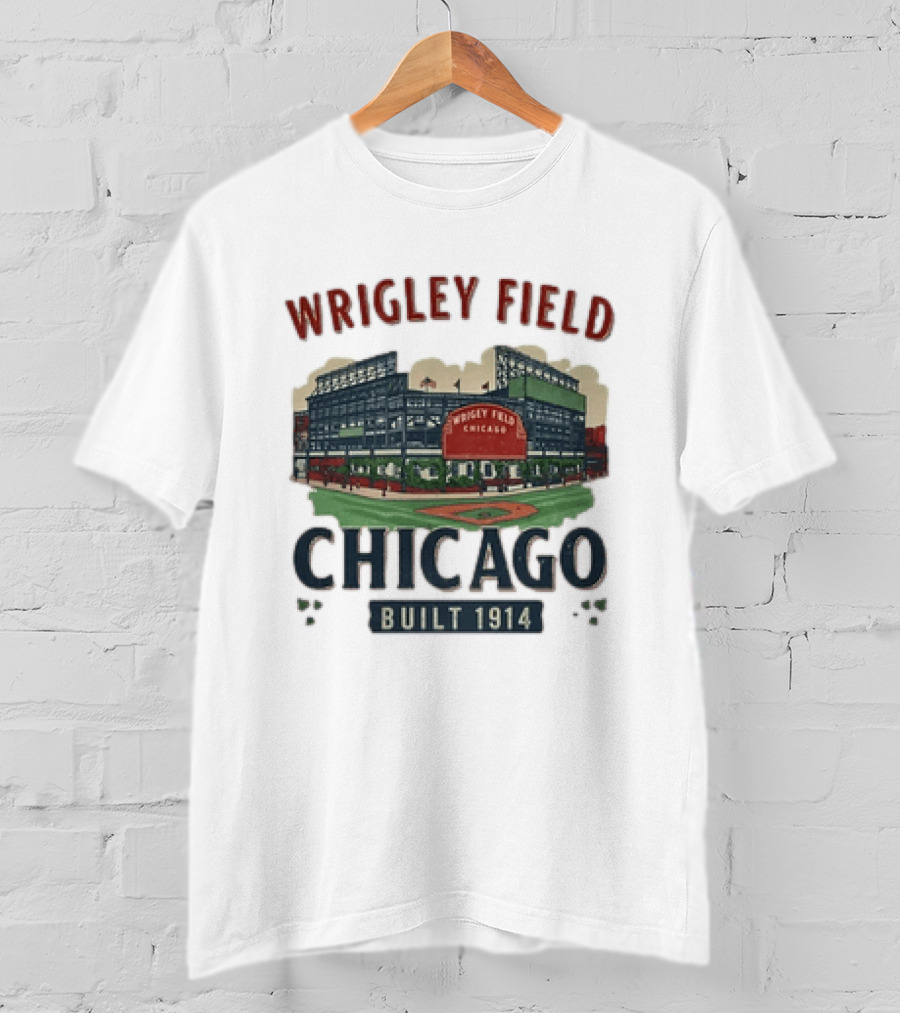 Wrigley Field Chicago Built 1914 Vintage Baseball Stadium Architecture T-Shirt