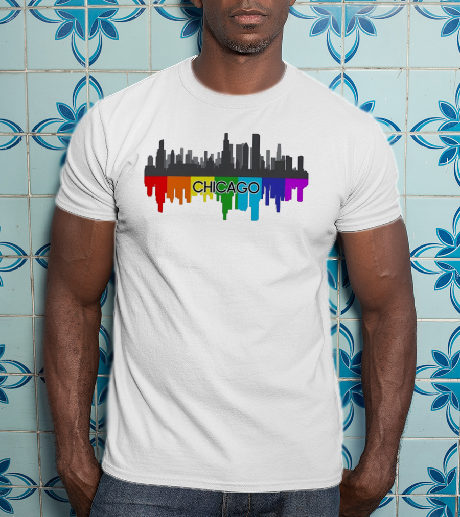 Chicago Skyline Rainbow Pride City T-Shirt