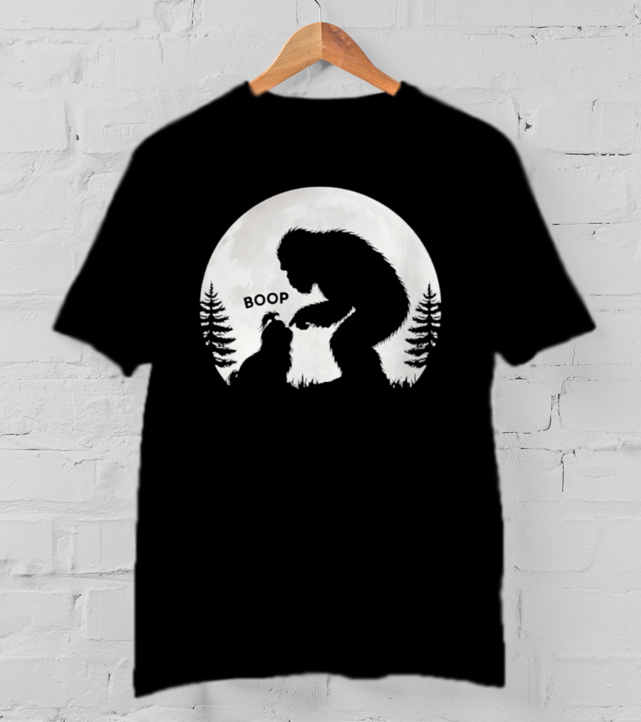 Bigfoot Boop Shih Tzu Moon Silhouette Forest Scene T-Shirt