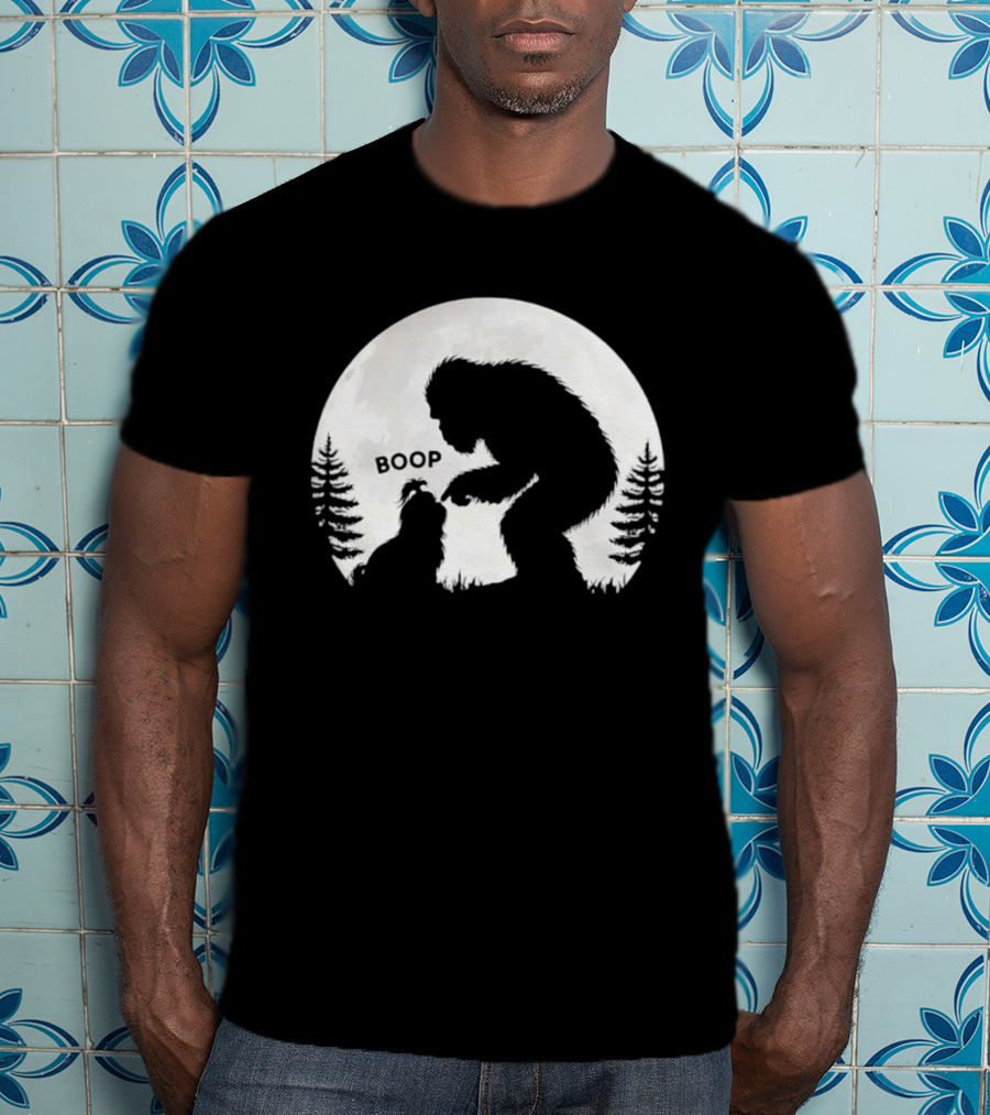 Bigfoot Boop Shih Tzu Moon Silhouette Forest Scene T-Shirt