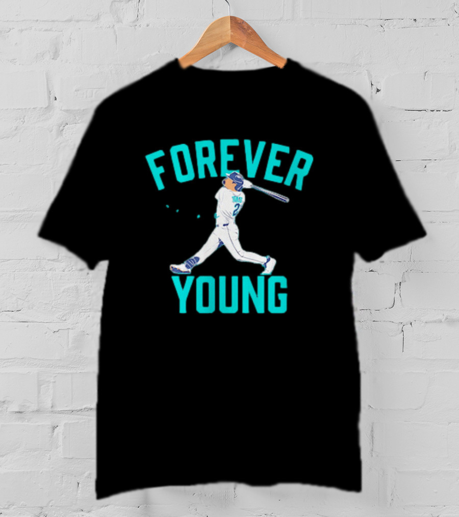 Forever Young Seattle Mariners Cole Young Swinging Baseball T-Shirt