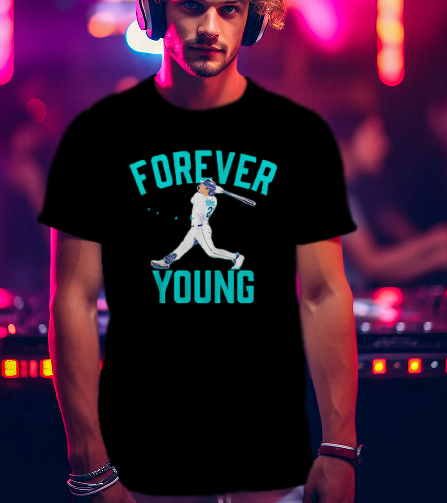 Forever Young Seattle Mariners Cole Young Swinging Baseball T-Shirt