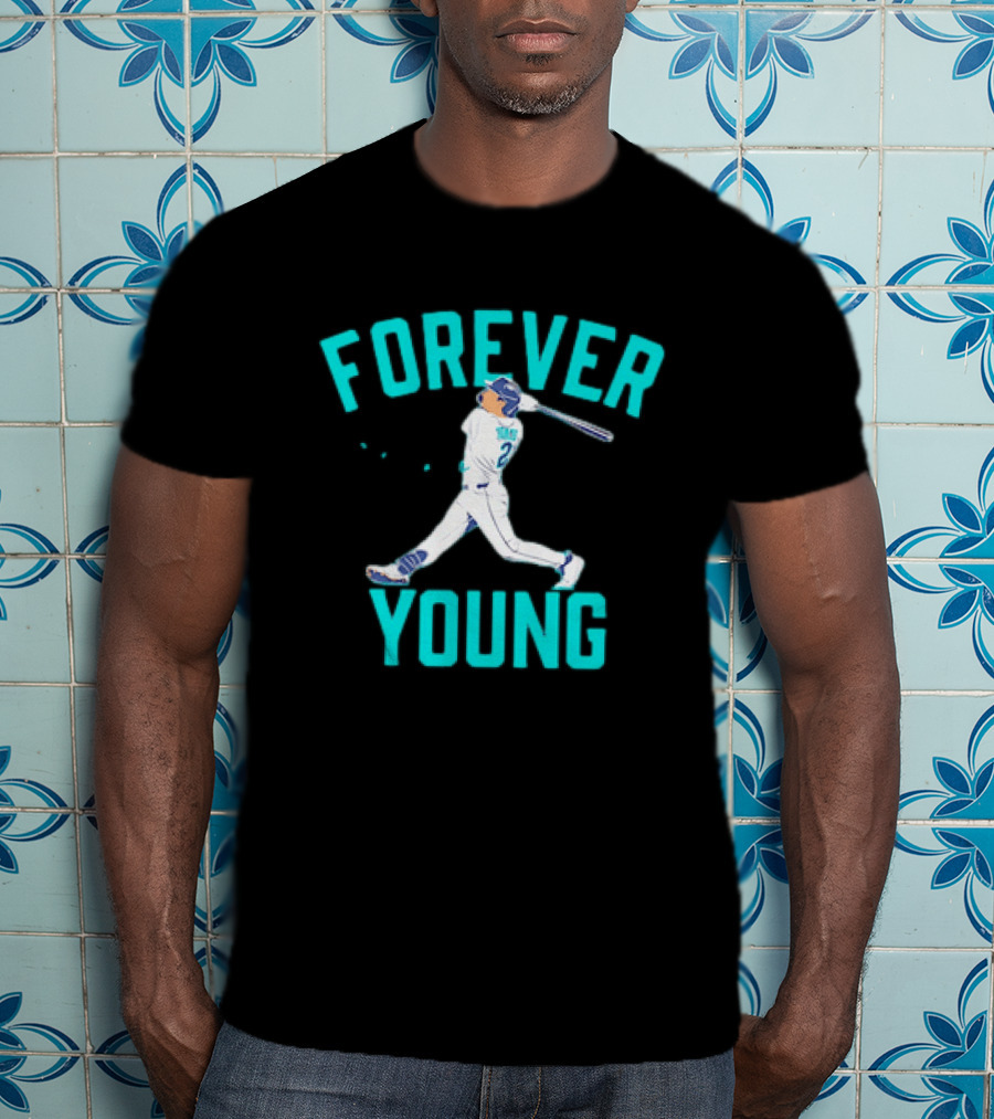 Forever Young Seattle Mariners Cole Young Swinging Baseball T-Shirt