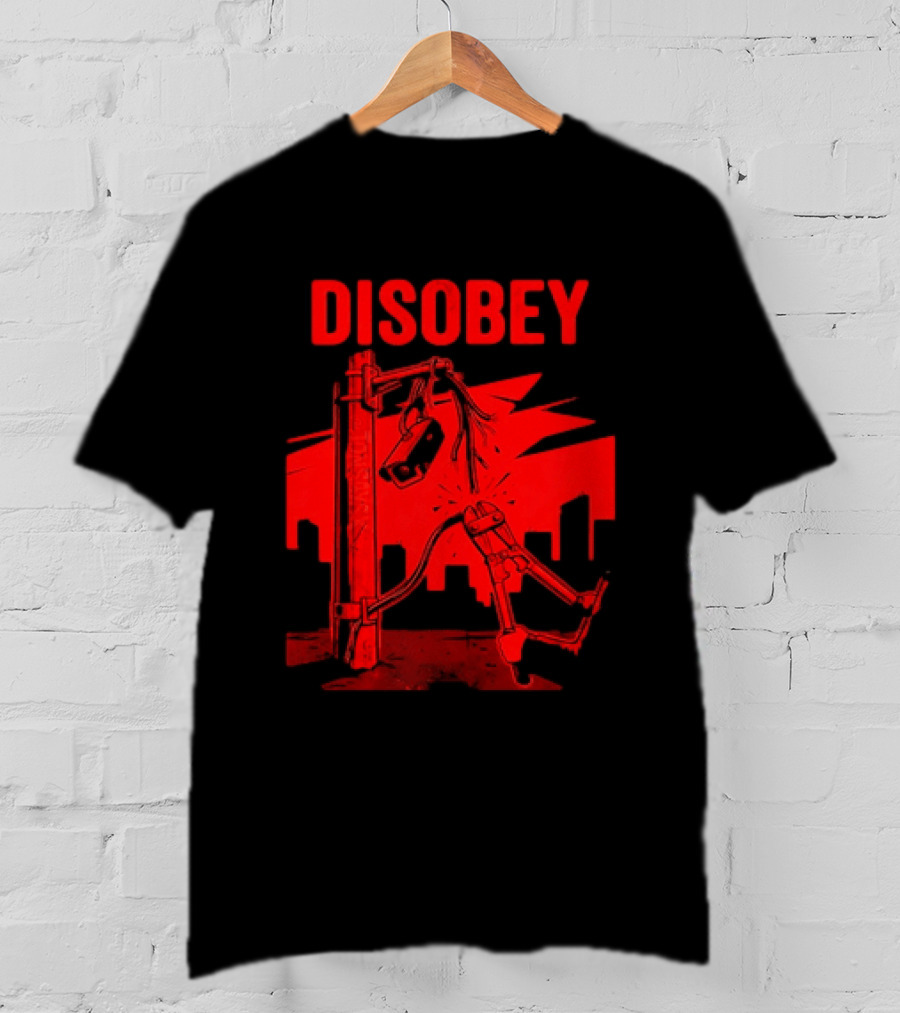 DISOBEY Surveillance Camera Wire Cutting Protest Stencil T-Shirt